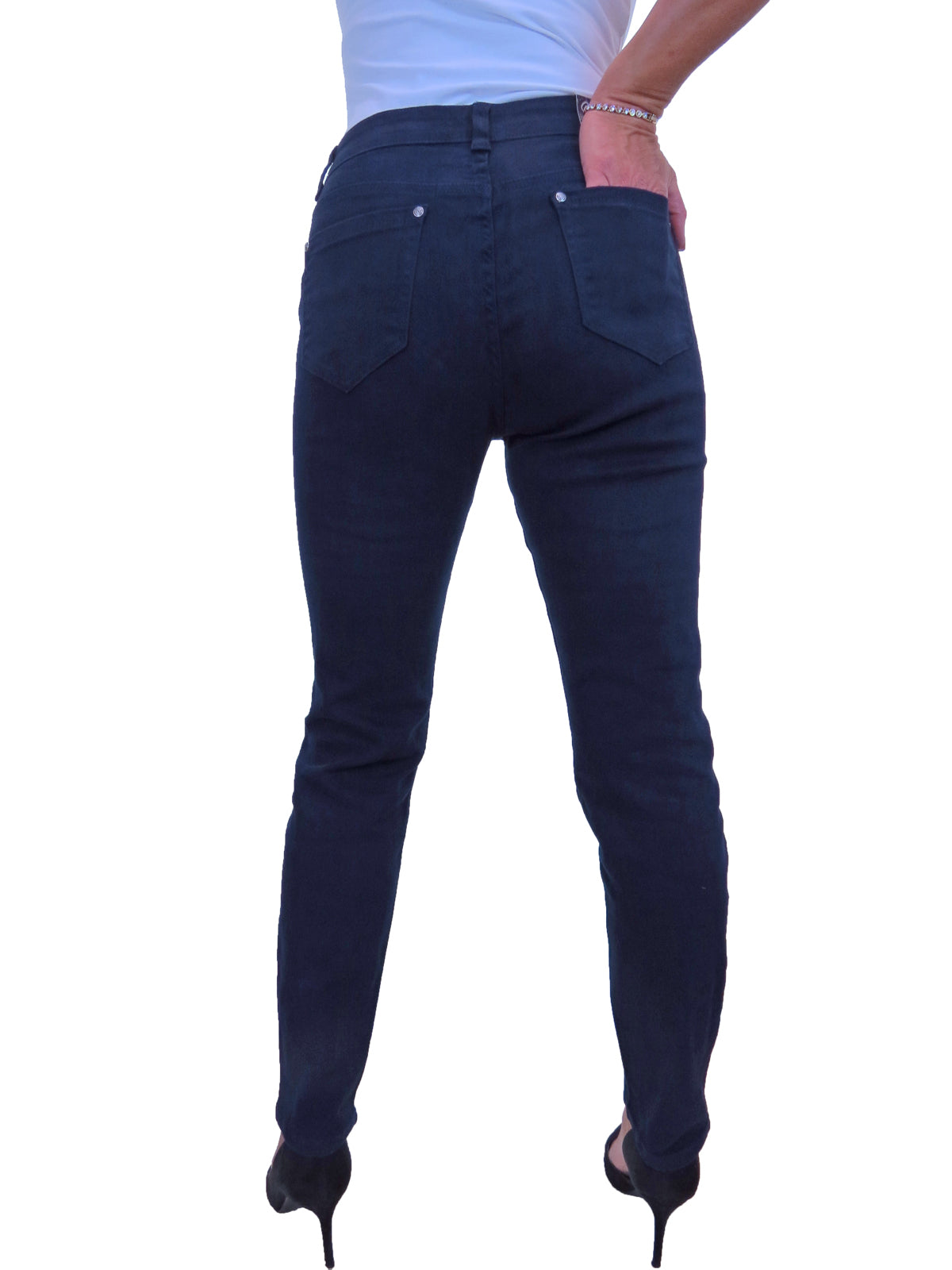 Womens High Waist Stretch Denim Jeans Navy Blue