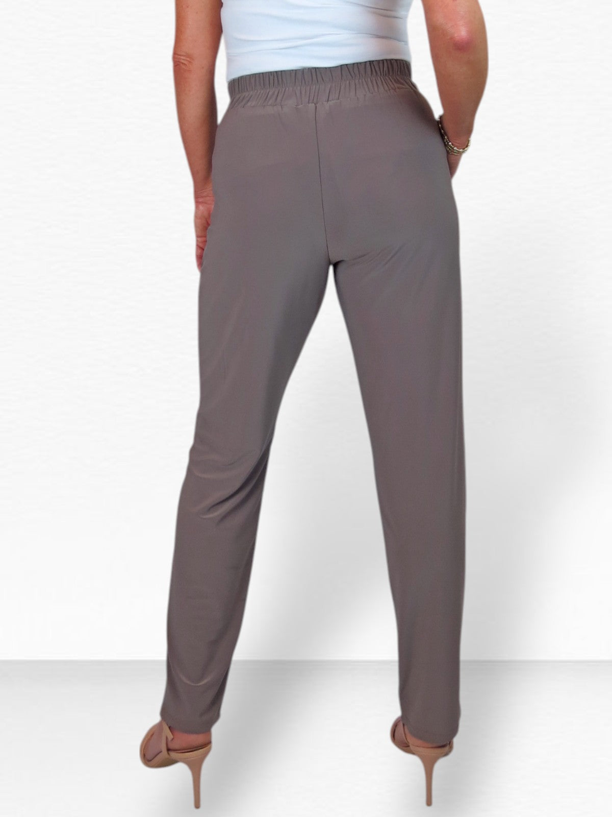 Women's Smart Work Elasticated Waist Trousers Taupe