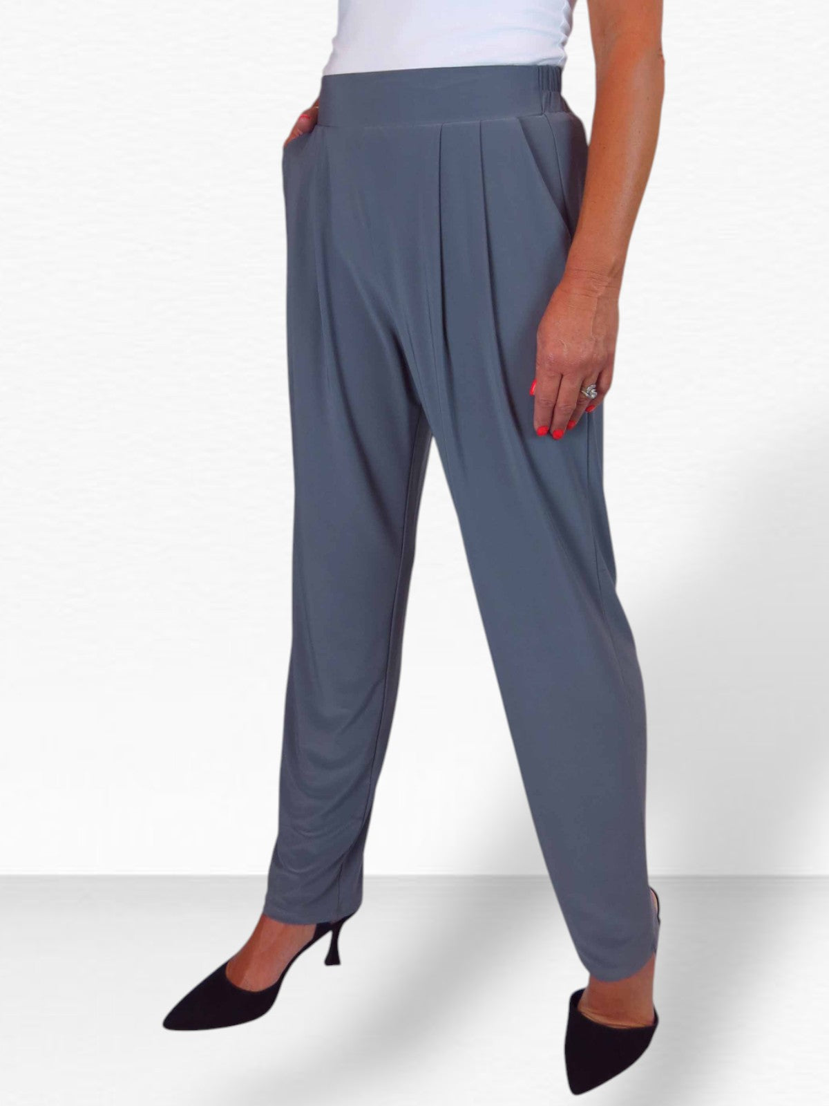 Women's Smart Work Elasticated Waist Trousers Grey