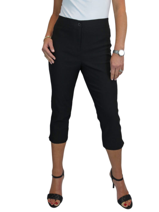 Women's Cropped 3/4 Length Capri Trousers Black