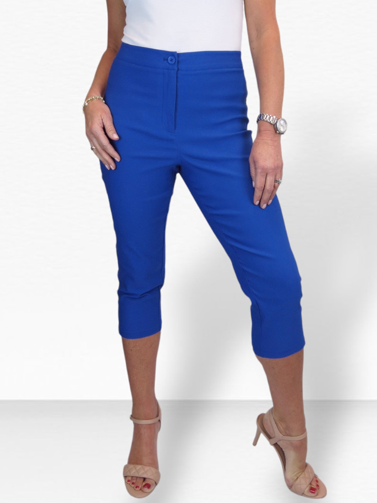 Women's Cropped 3/4 Length Capri Trousers Royal Blue