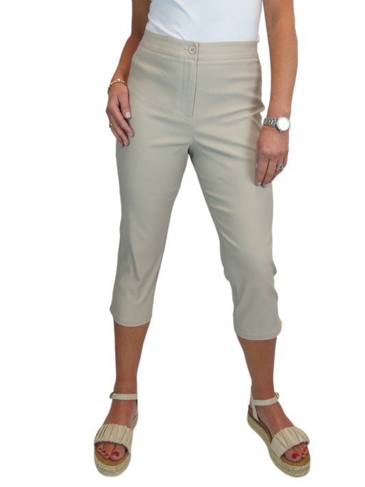 Women's Cropped 3/4 Length Capri Trousers Beige