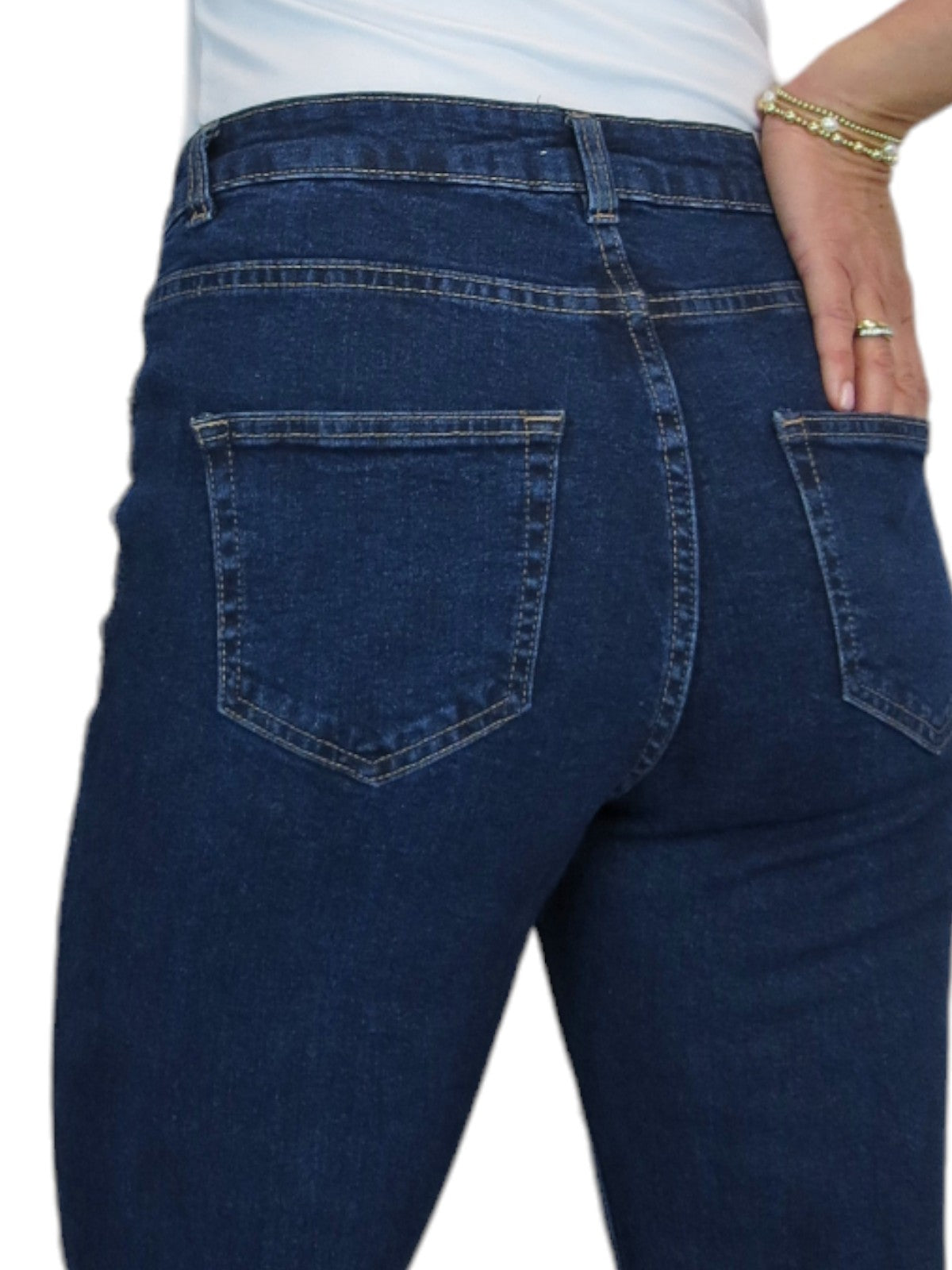 Women's Straight Leg Stretch Denim Jeans Smooth Indigo