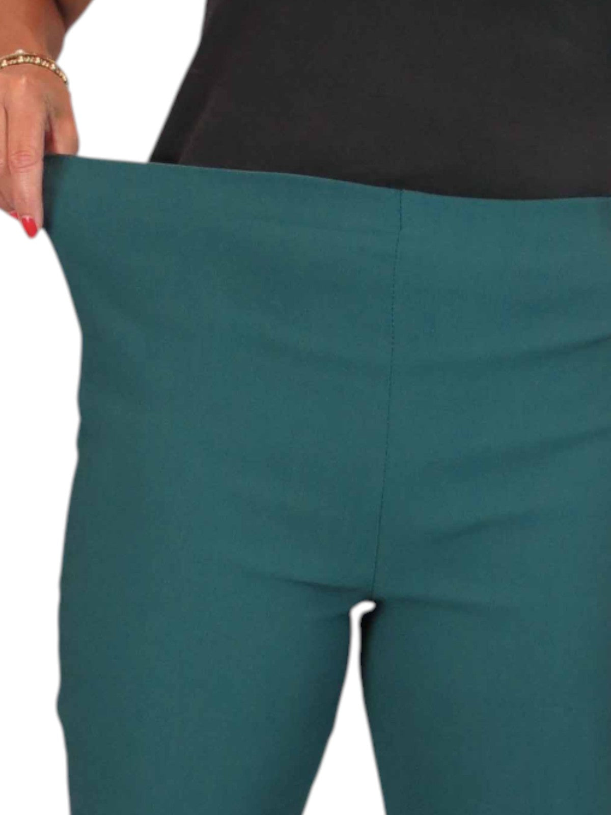Elasticated Waist Straight Leg Trousers Bottle Green