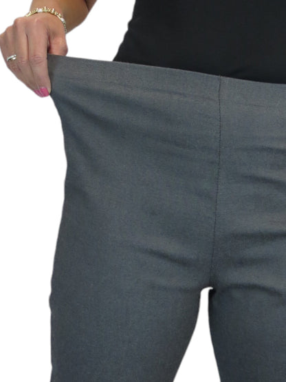 Elasticated Waist Straight Leg Trousers Marl Grey