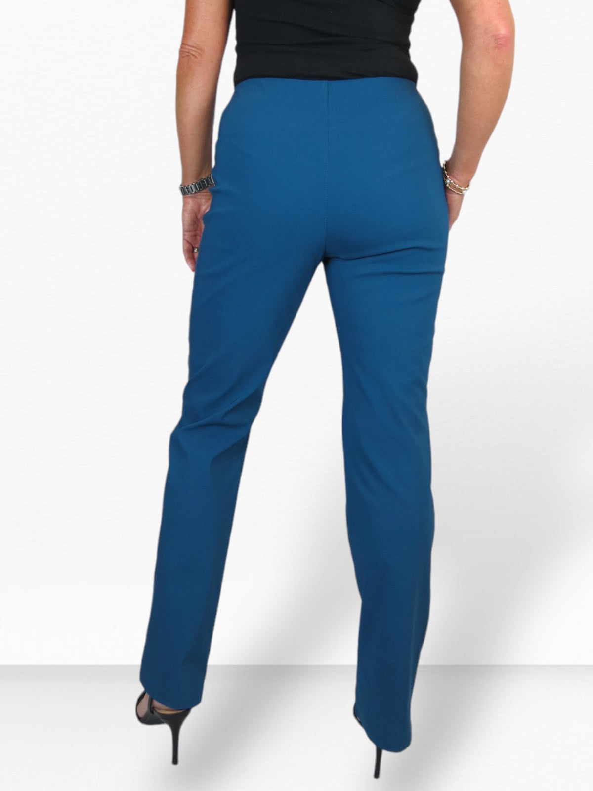Elasticated Waist Straight Leg Trousers Teal