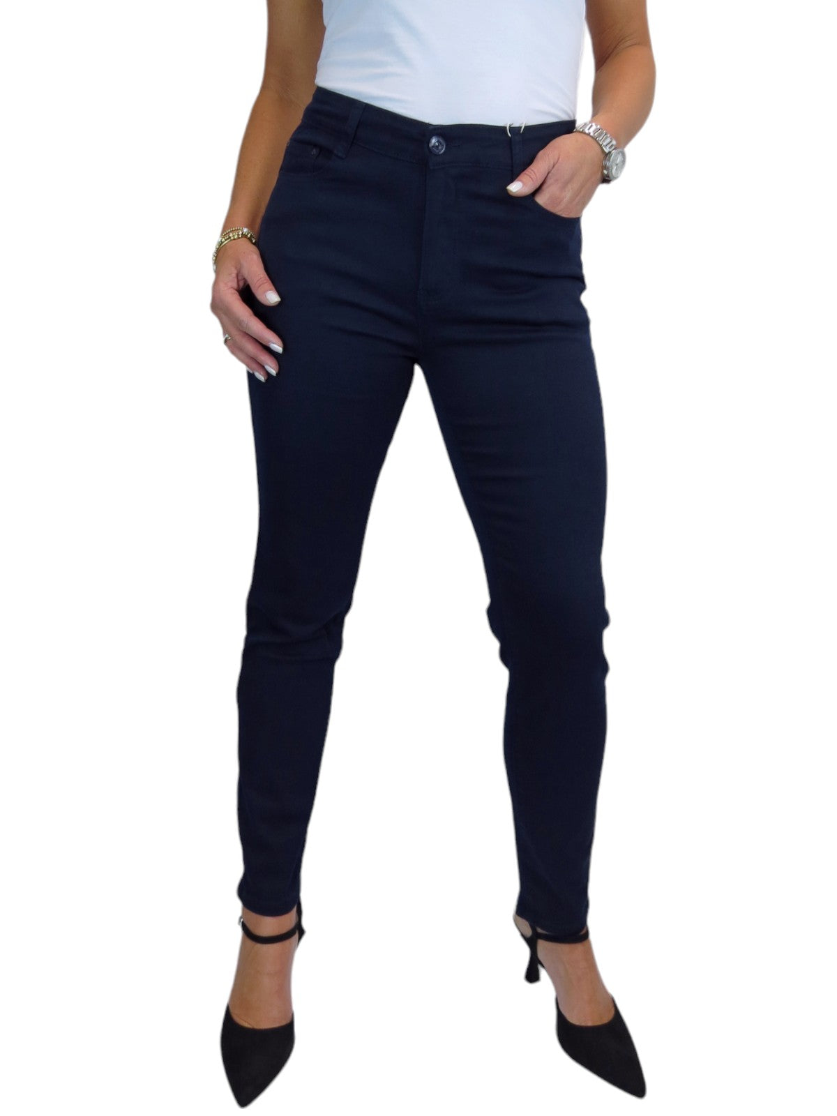 Women's Slim Leg Stretch Cotton Twill Jeans Navy Blue