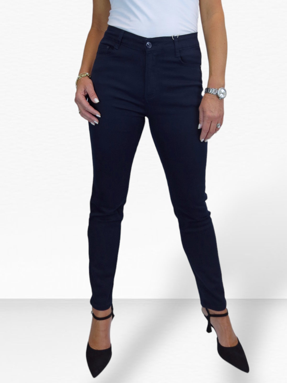 Women's Slim Leg Stretch Cotton Twill Jeans Navy Blue
