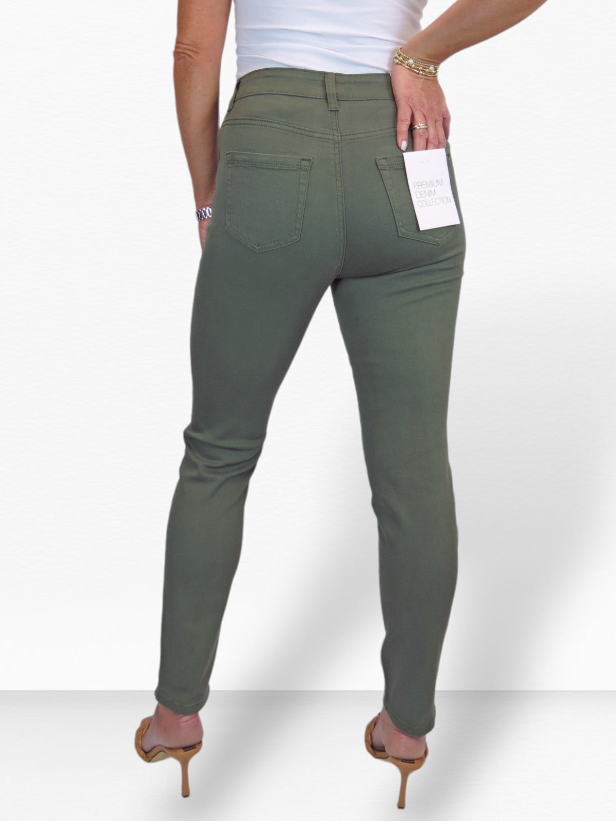 Women's Slim Leg Stretch Cotton Twill Jeans Khaki Green