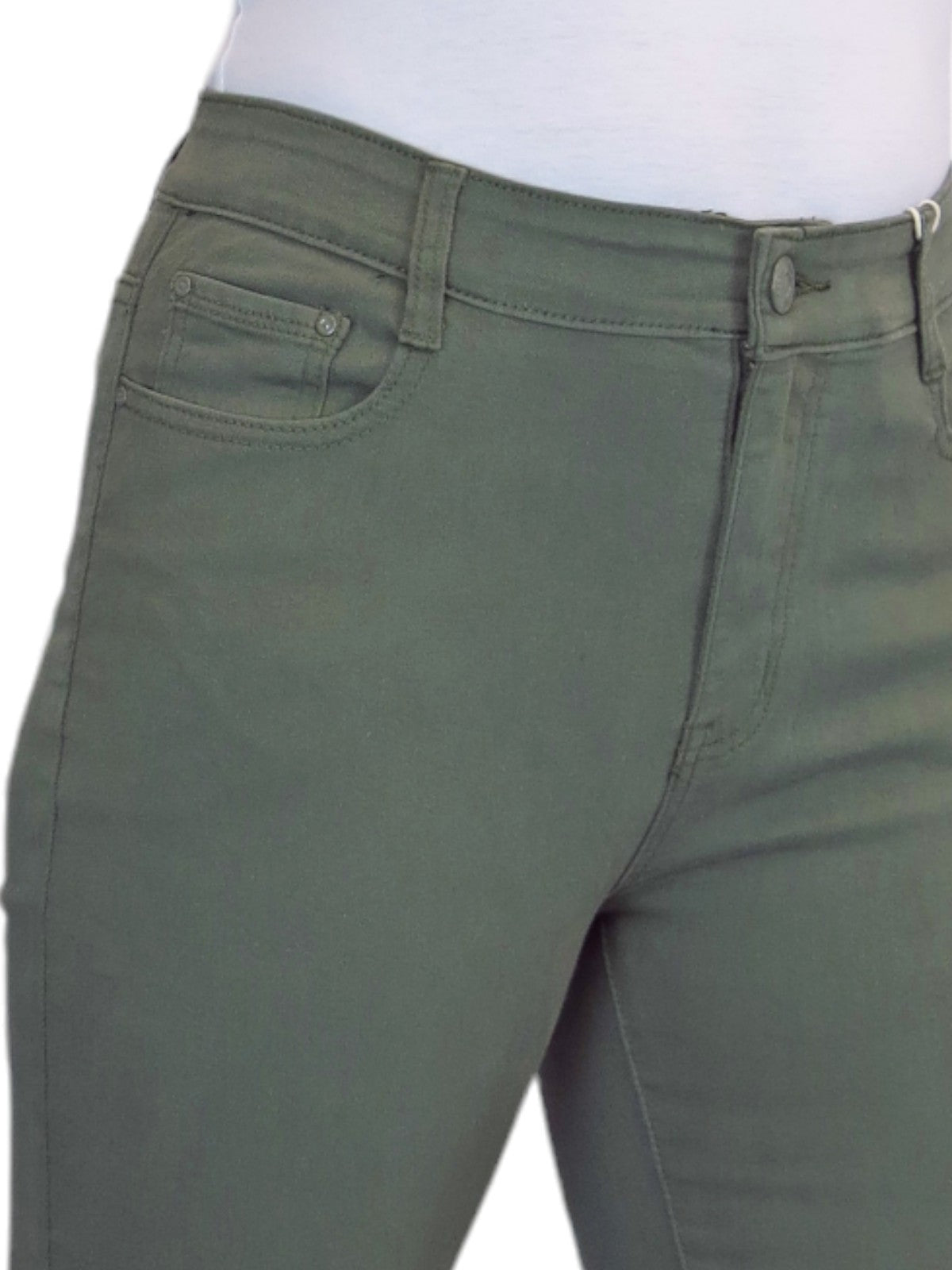 Women's Slim Leg Stretch Cotton Twill Jeans Khaki Green