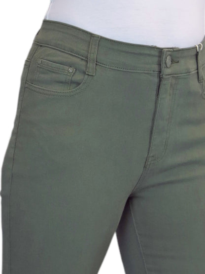 Women's Slim Leg Stretch Cotton Twill Jeans Khaki green