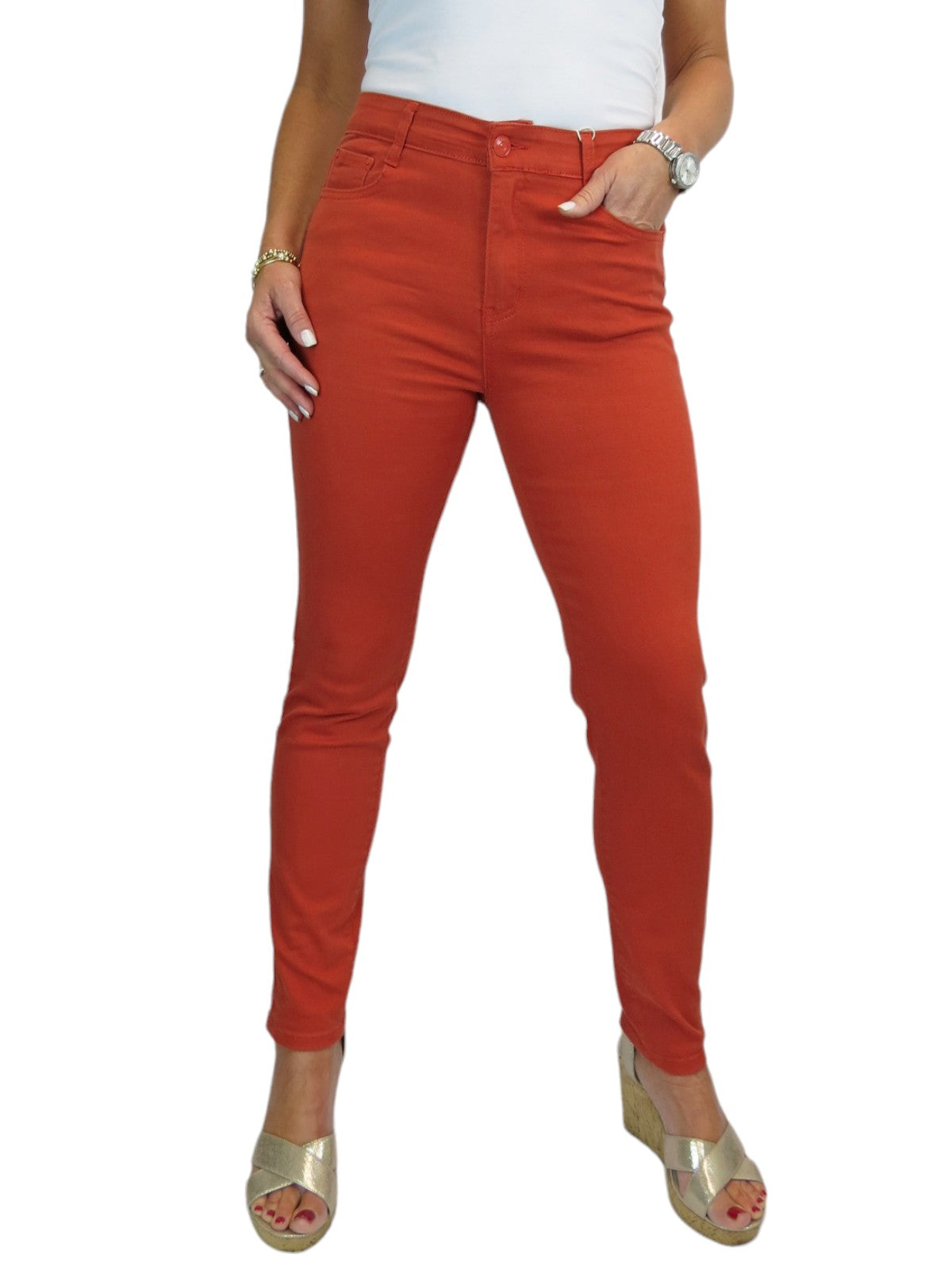 Women's Slim Leg Stretch Cotton Twill Jeans Burnt Orange