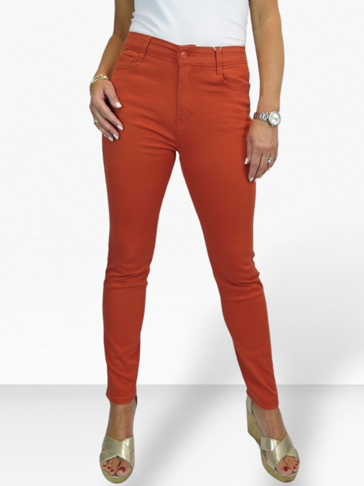 Women's Slim Leg Stretch Cotton Twill Jeans Burnt Orange