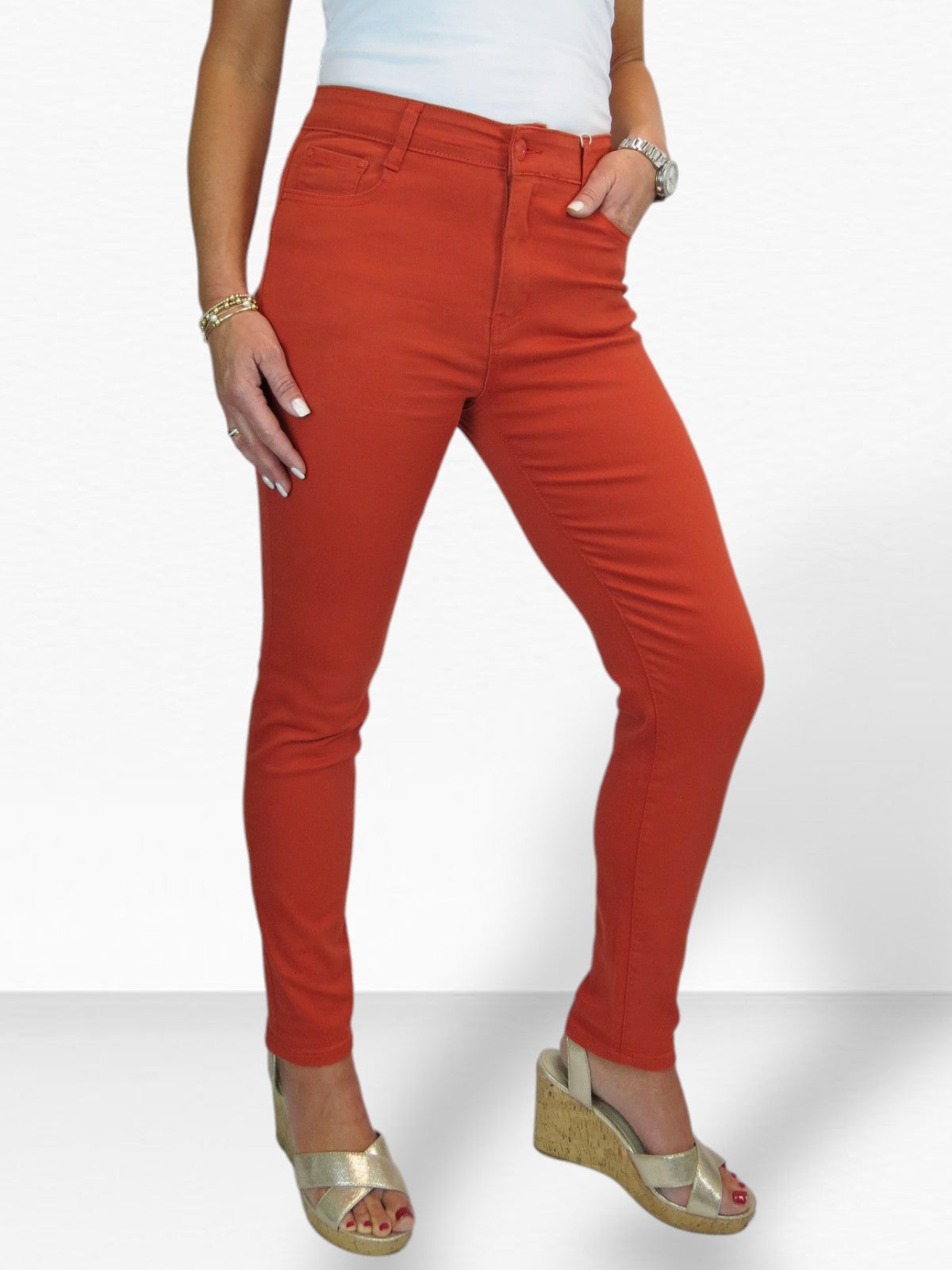 Women's Slim Leg Stretch Cotton Twill Jeans Burnt Orange