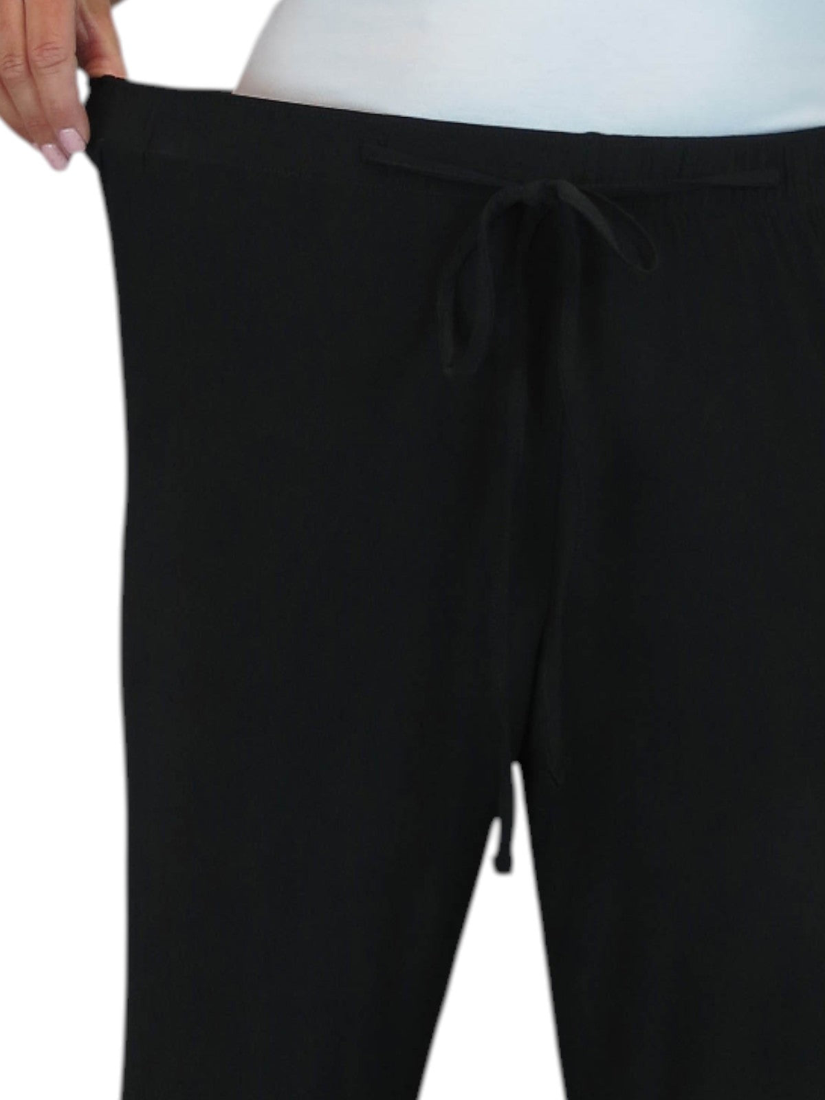 Women's Elasticated Waist Straight Leg Trousers Black
