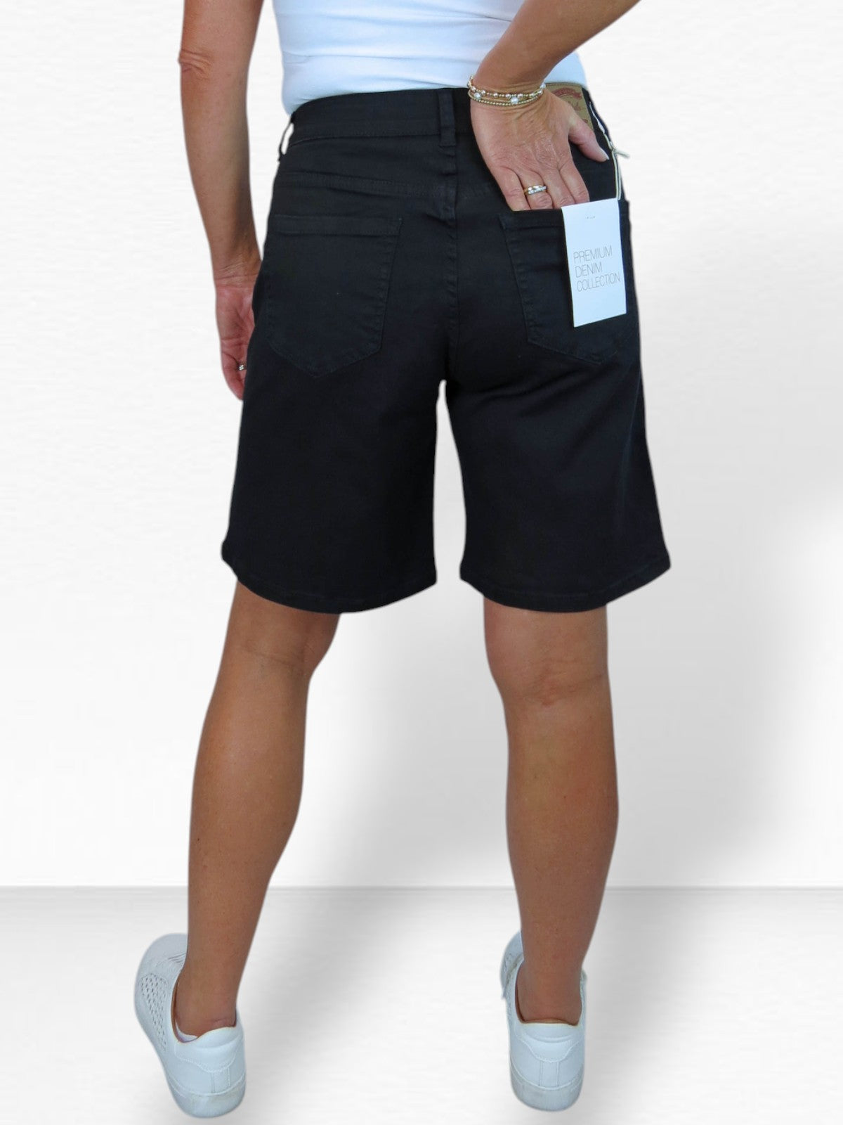 Womens Straight Leg Cotton Jean Shorts Relaxed Fit Black