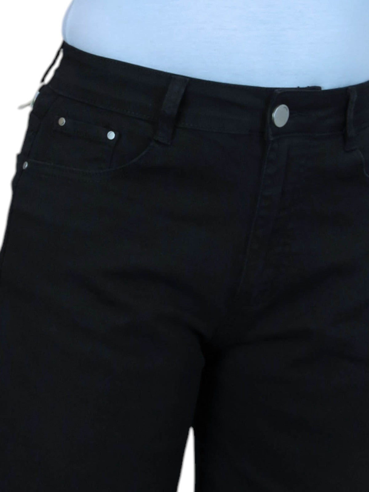 Womens Straight Leg Cotton Jean Shorts Relaxed Fit Black