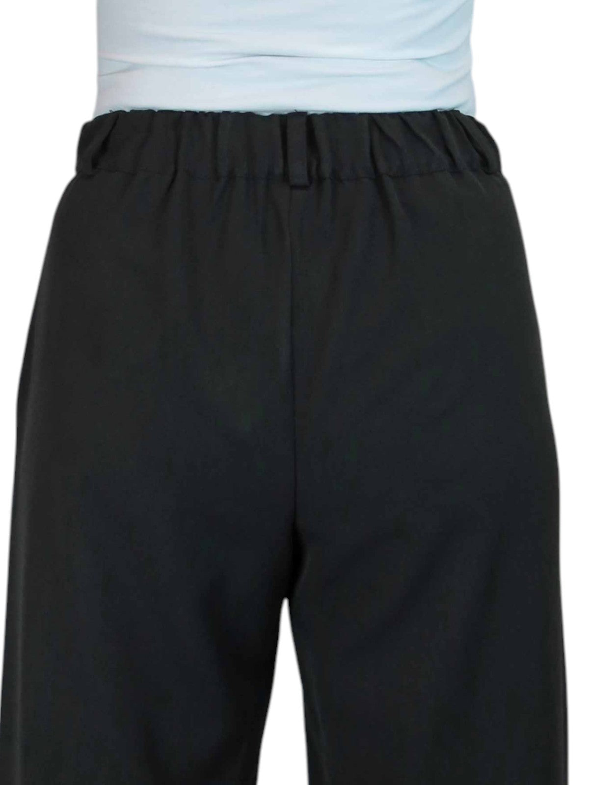 Women's Smart Straight Leg Trousers With Half Elasticated Waist Black