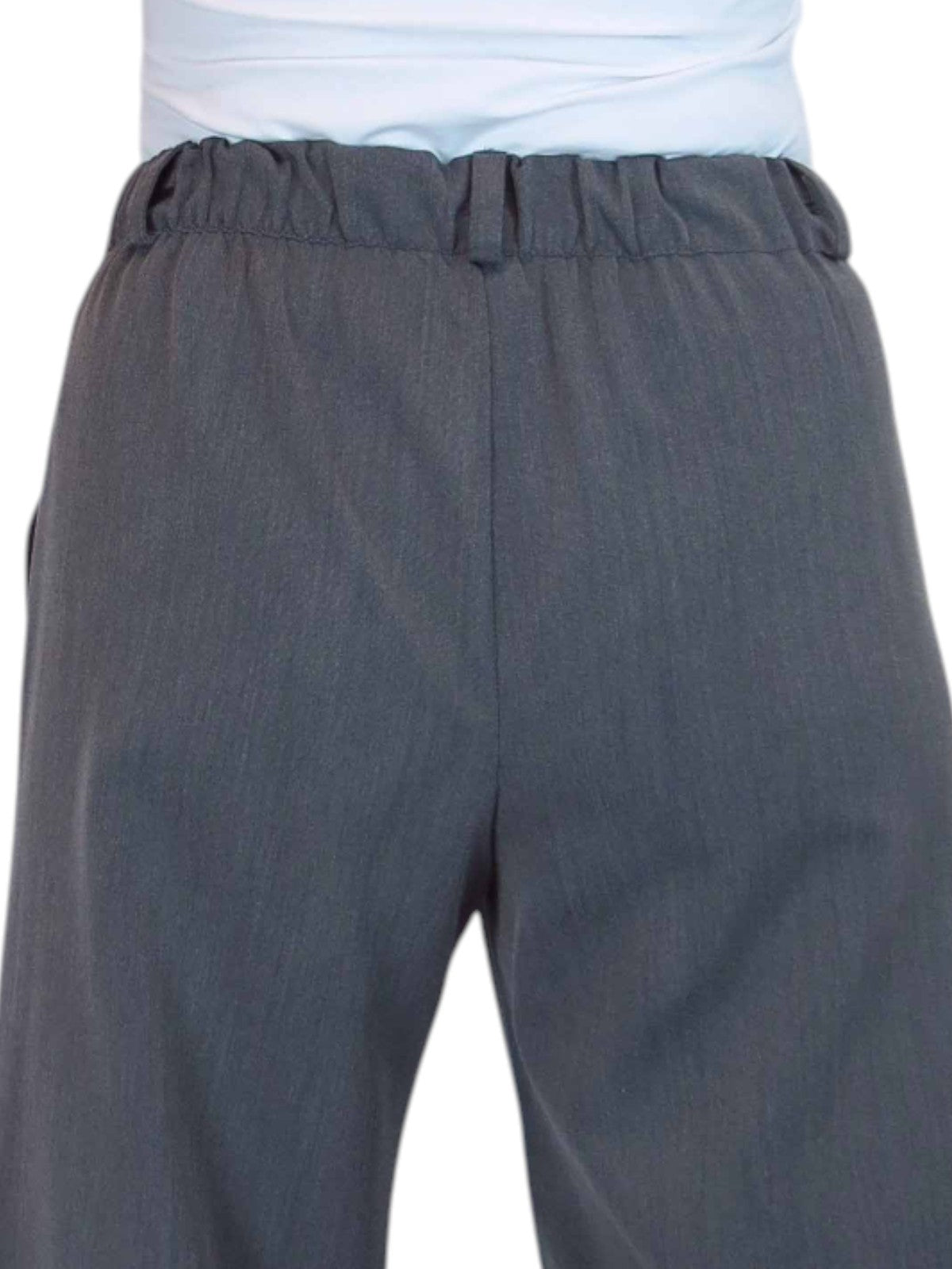 Women's Smart Straight Leg Trousers With Half Elasticated Waist Marl Grey