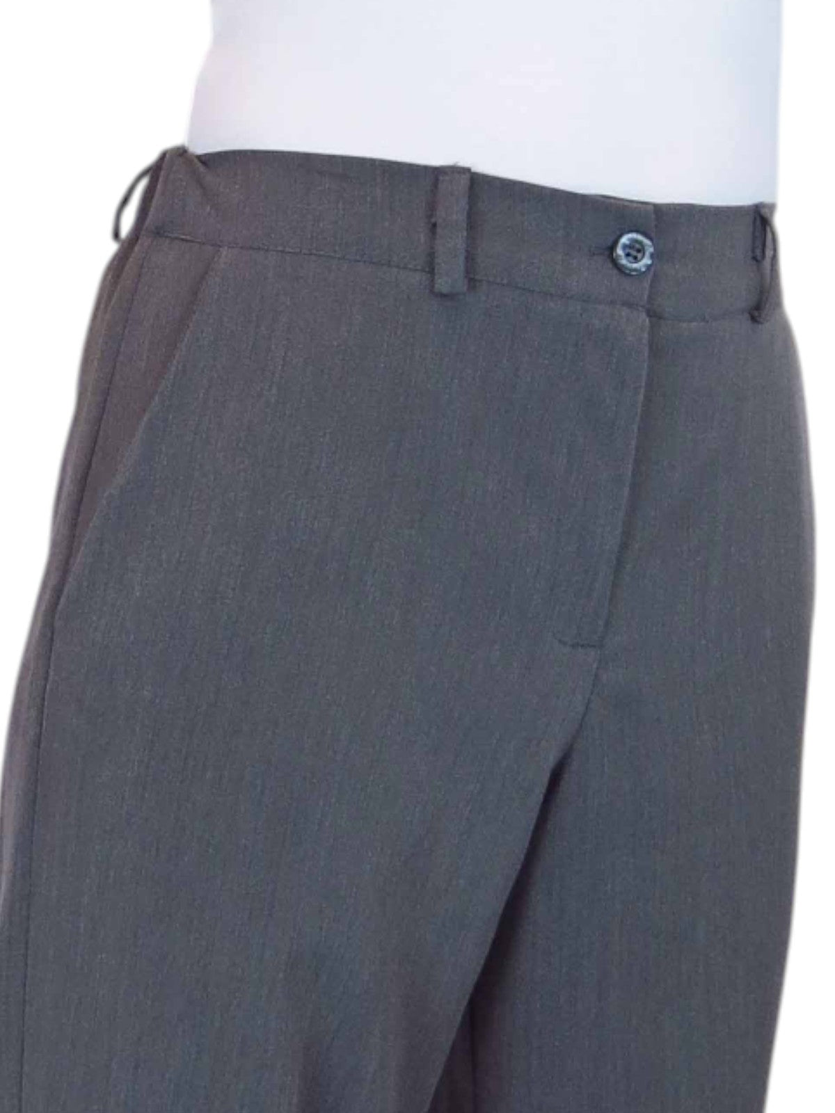 Women's Smart Straight Leg Trousers With Half Elasticated Waist Marl Grey