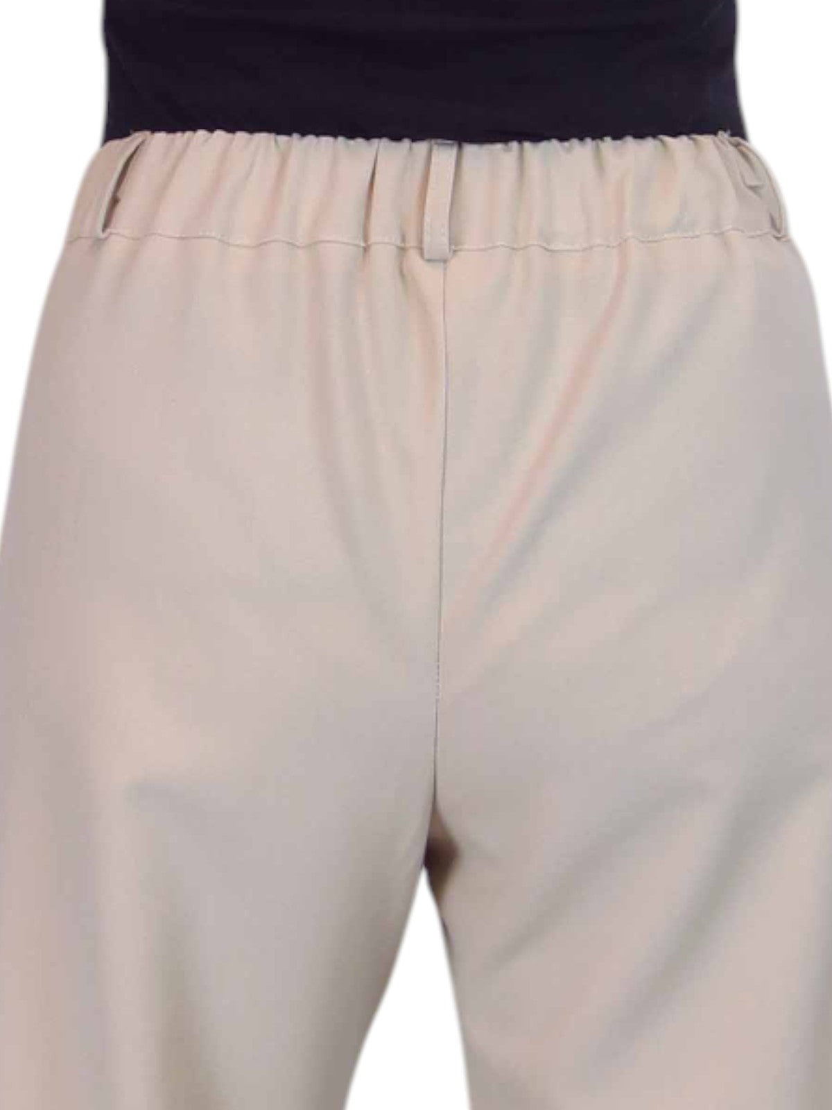 Women's Smart Straight Leg Trousers With Half Elasticated Waist Beige
