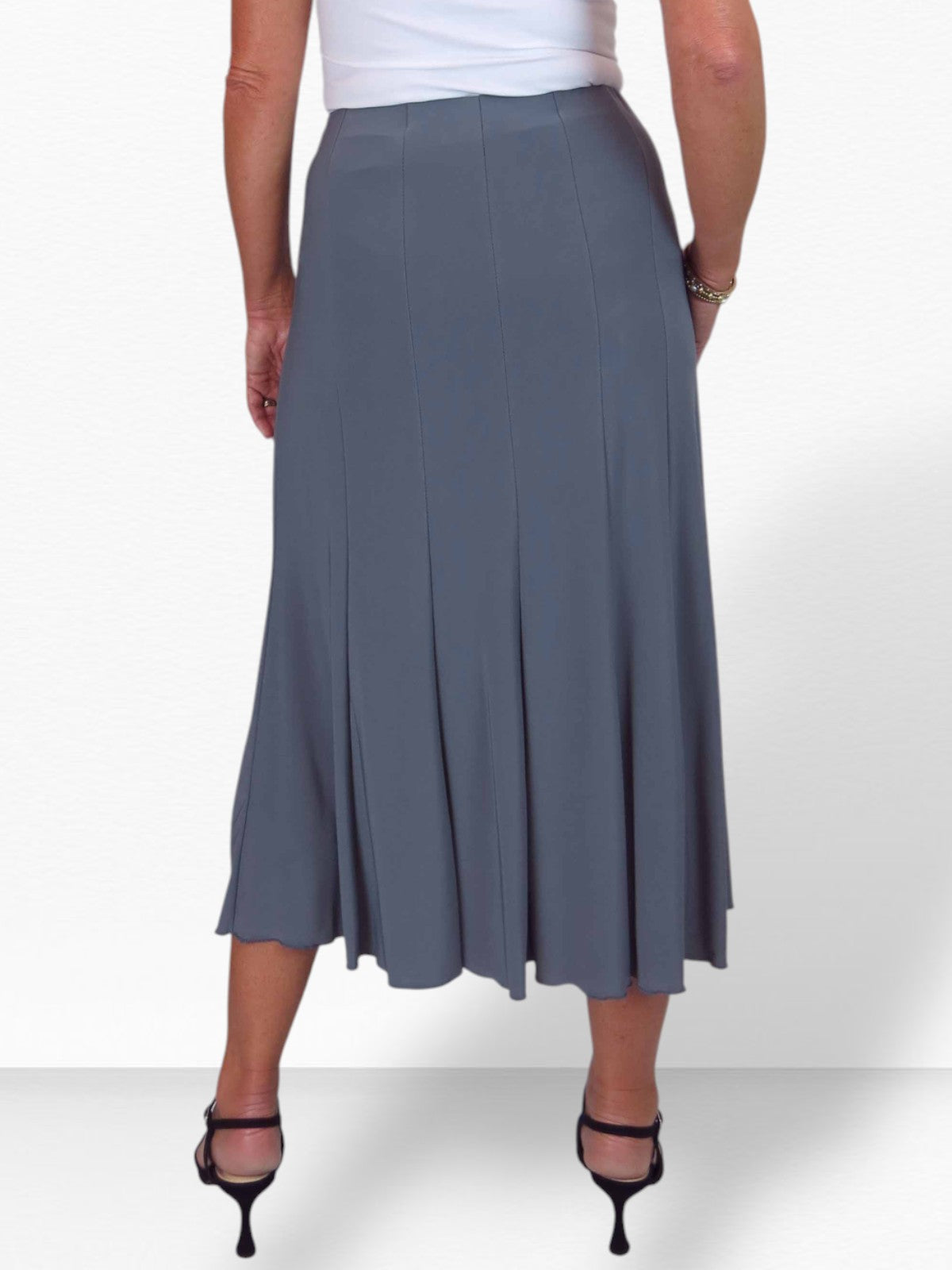 Smart Midi Maxi Panel Fishtail Lined Skirt Grey