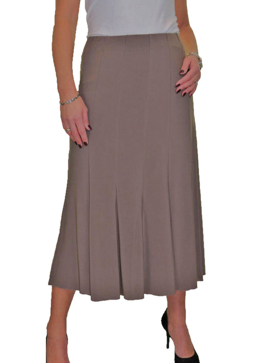 Smart Midi Maxi Panel Fishtail Lined Skirt Taupe