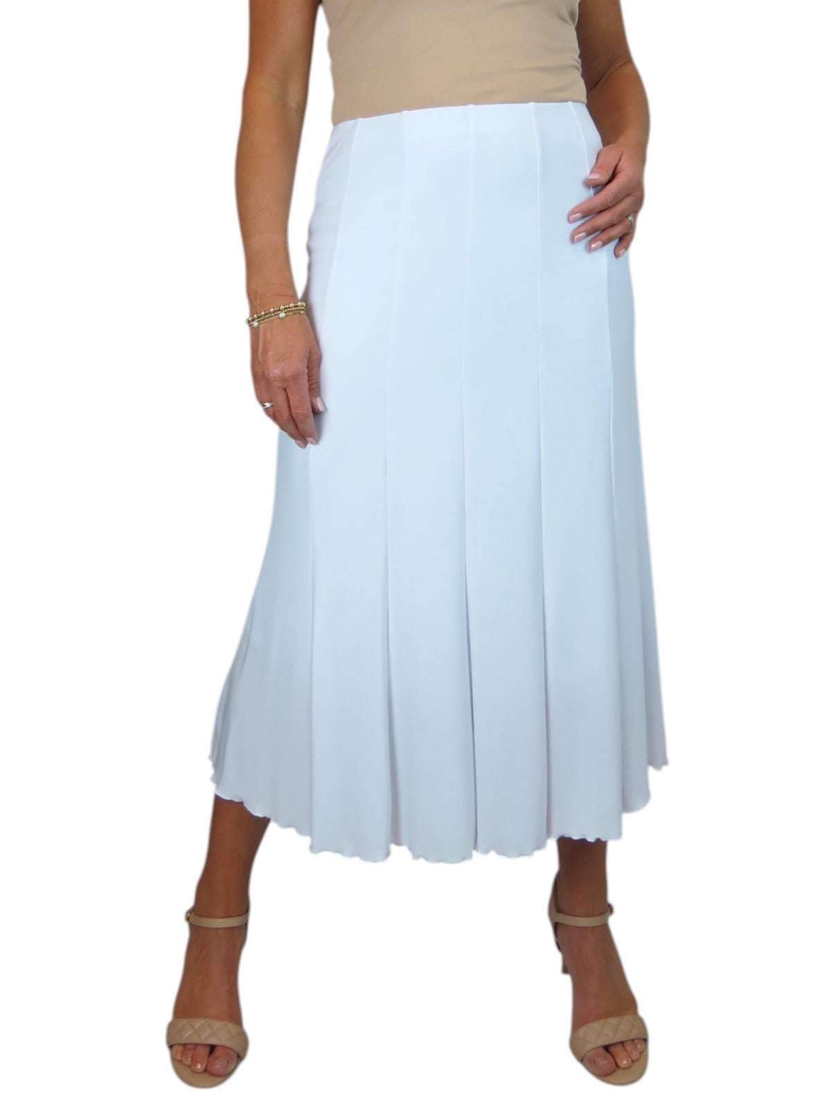Smart Midi Maxi Panel Fishtail Lined Skirt White