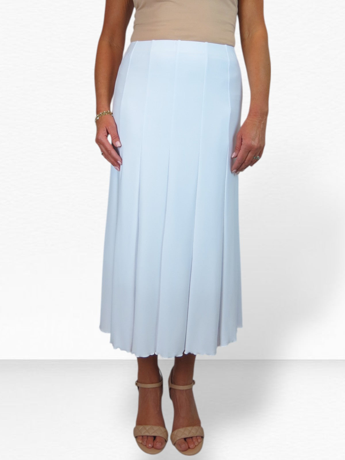 Smart Midi Maxi Panel Fishtail Lined Skirt White