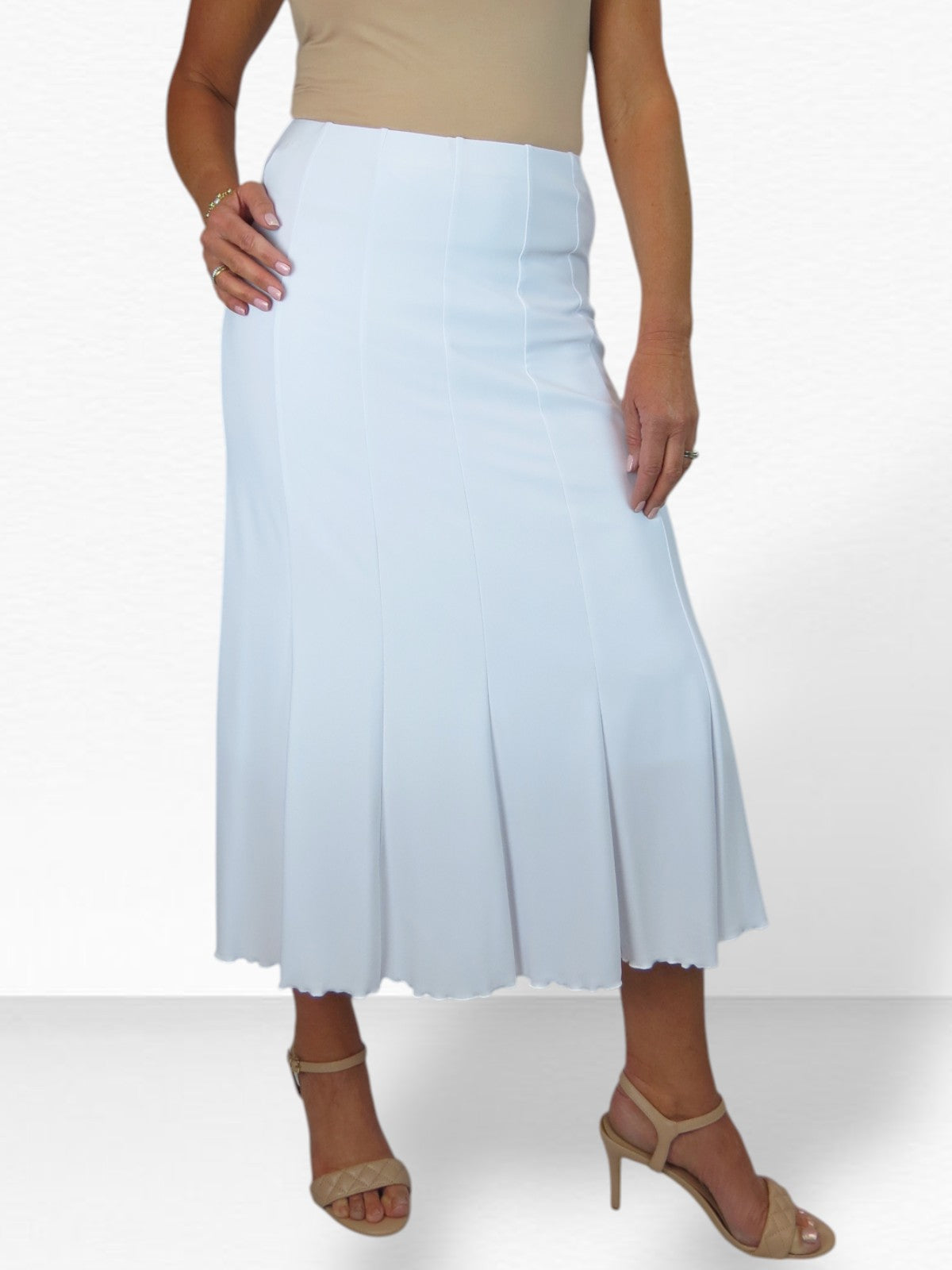Smart Midi Maxi Panel Fishtail Lined Skirt White