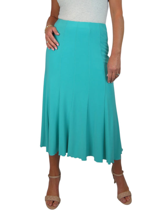 Smart Midi Maxi Panel Fishtail Lined Skirt Turquoise