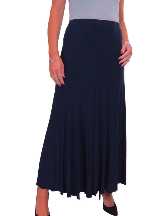 Smart Lined Stretch Long Maxi Skirt Navy Blue