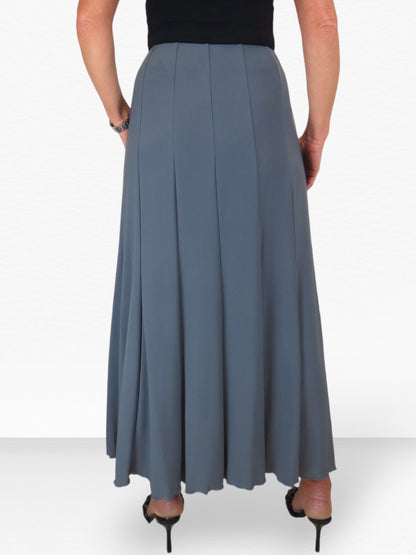 Smart Lined Stretch Long Maxi Skirt Grey