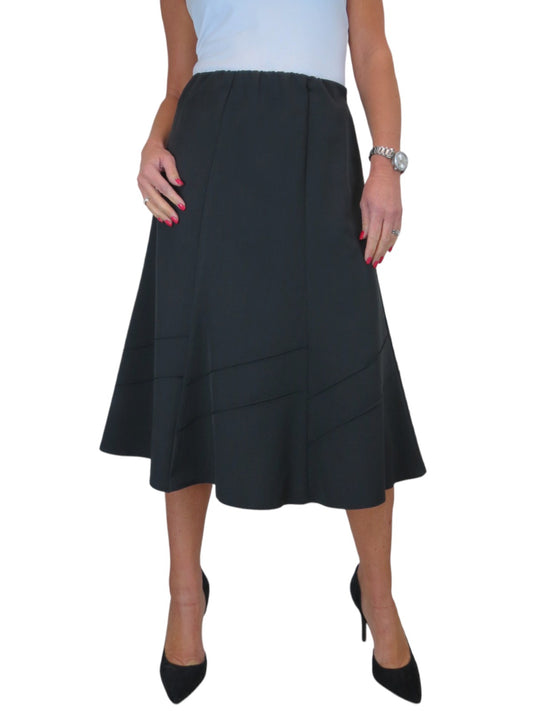 Smart Fully Lined A Line Skirt Elasticated Waist 30" Long Black