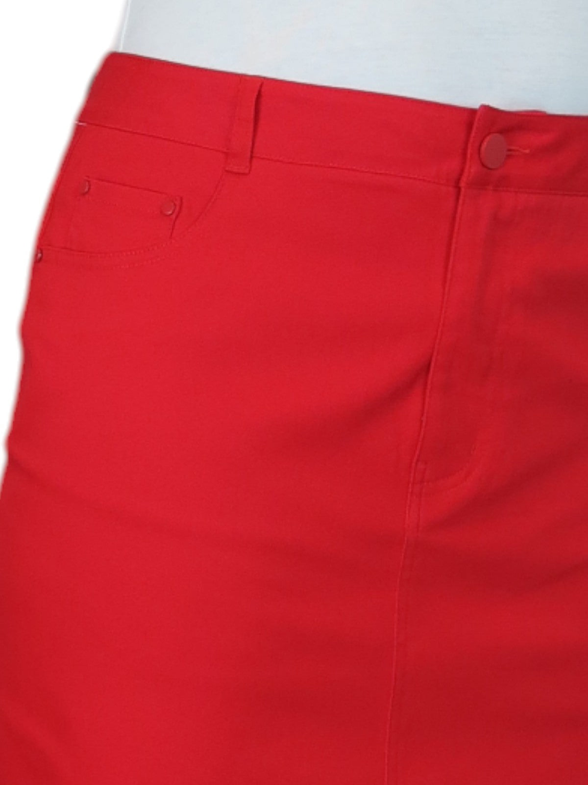 Women's Knee Length Stretch Chino Pencil Skirt Red