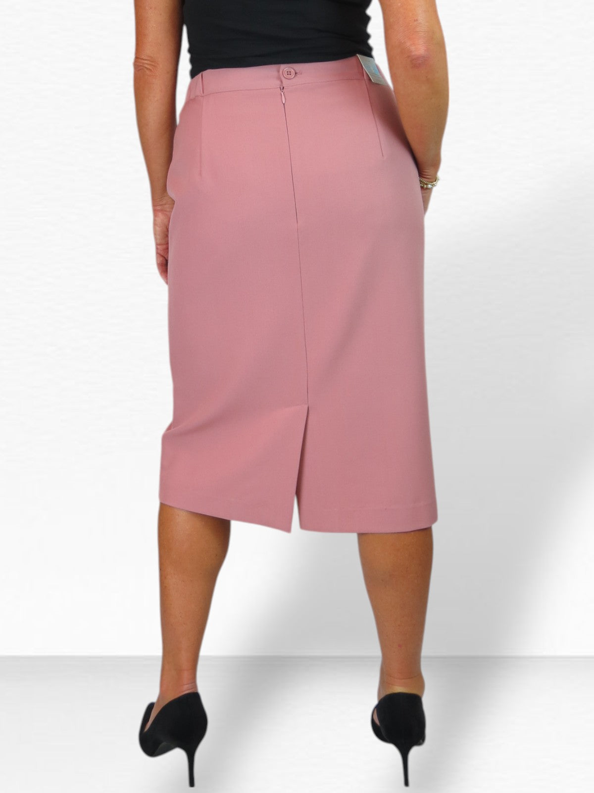 Women's Smart Elasticated Waist Pencil Skirt Pink