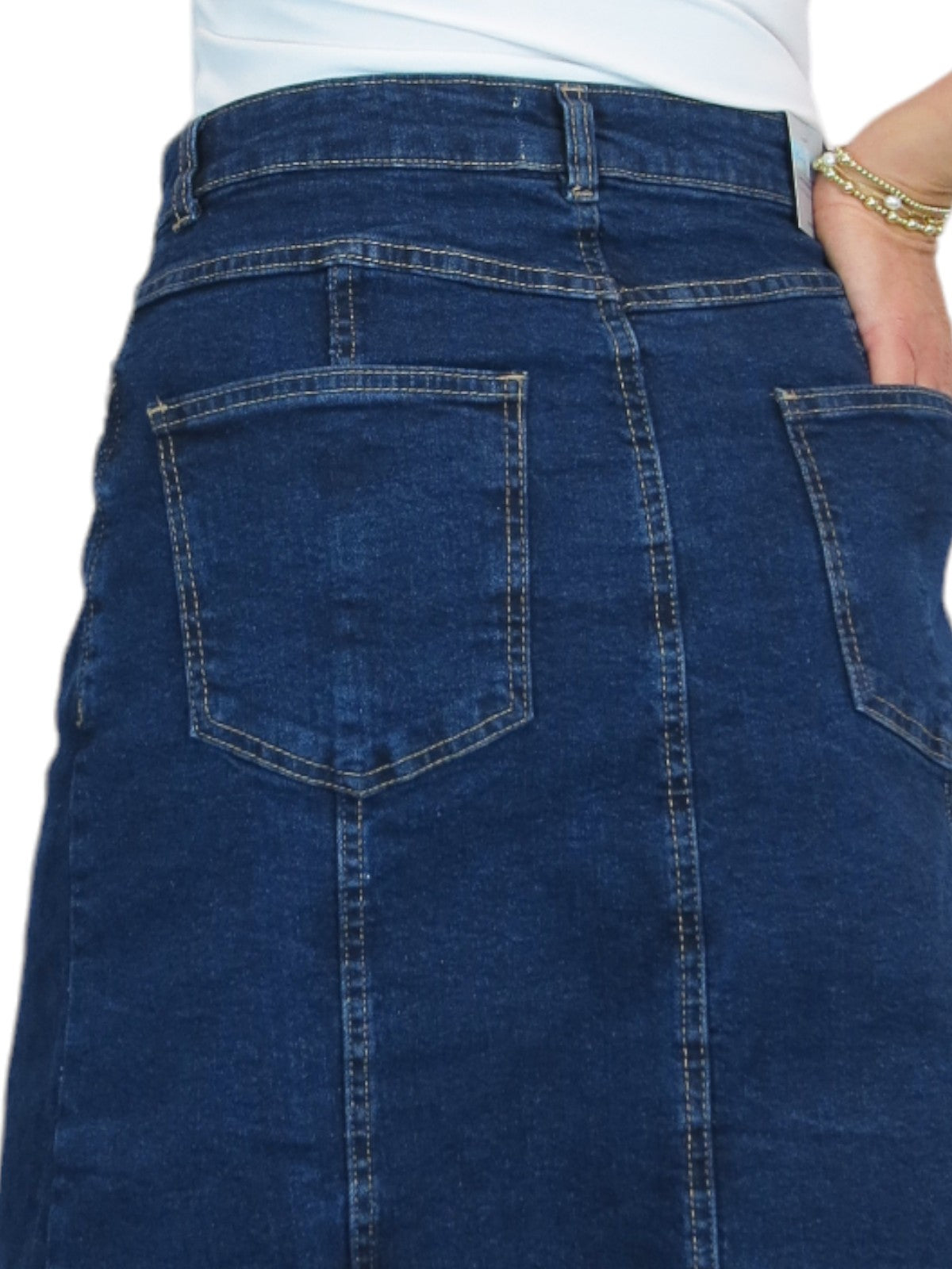 Women's Panelled Denim A Line Skirt Smooth Indigo