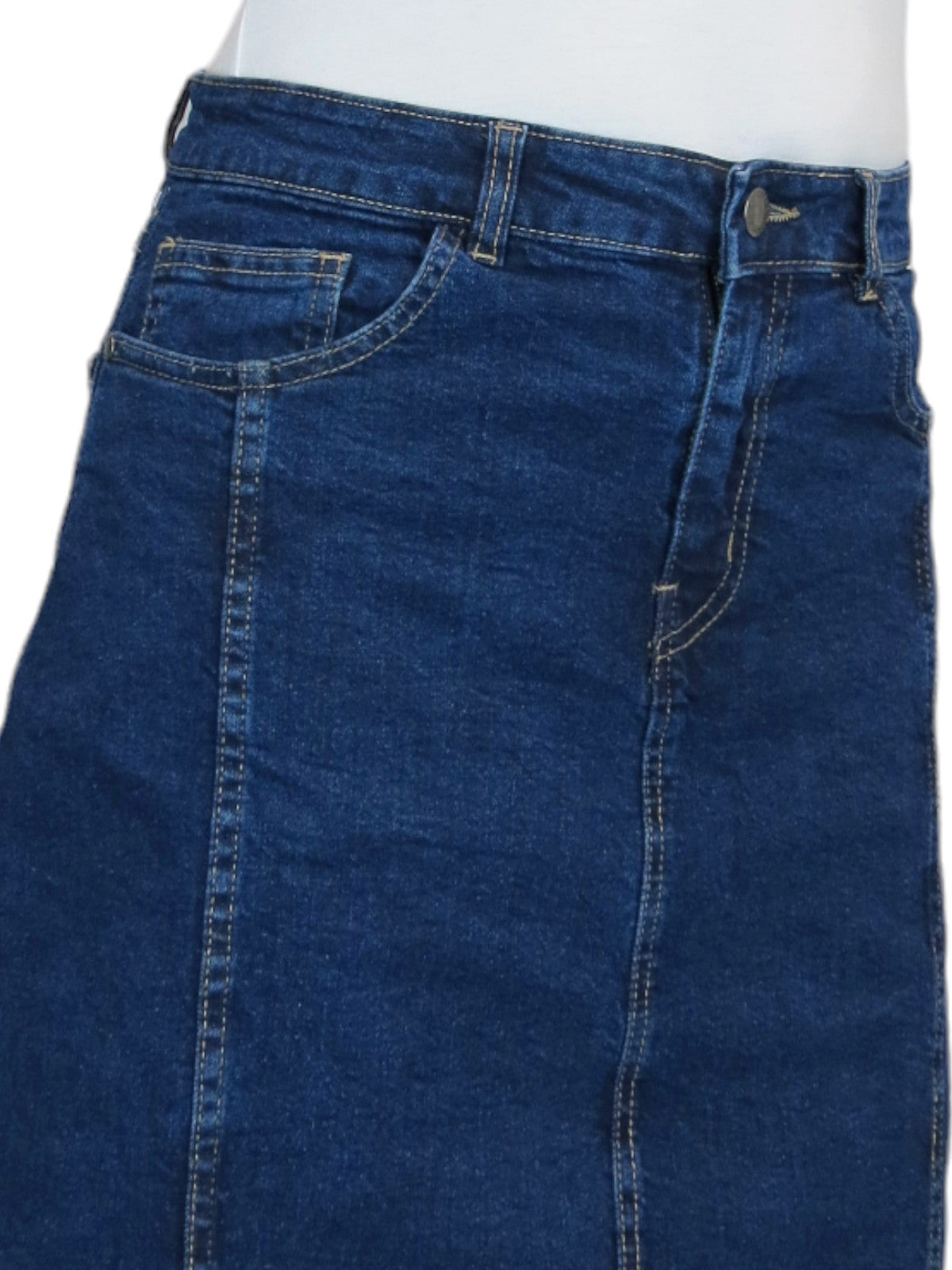 Women's Panelled Denim A Line Skirt Smooth Indigo