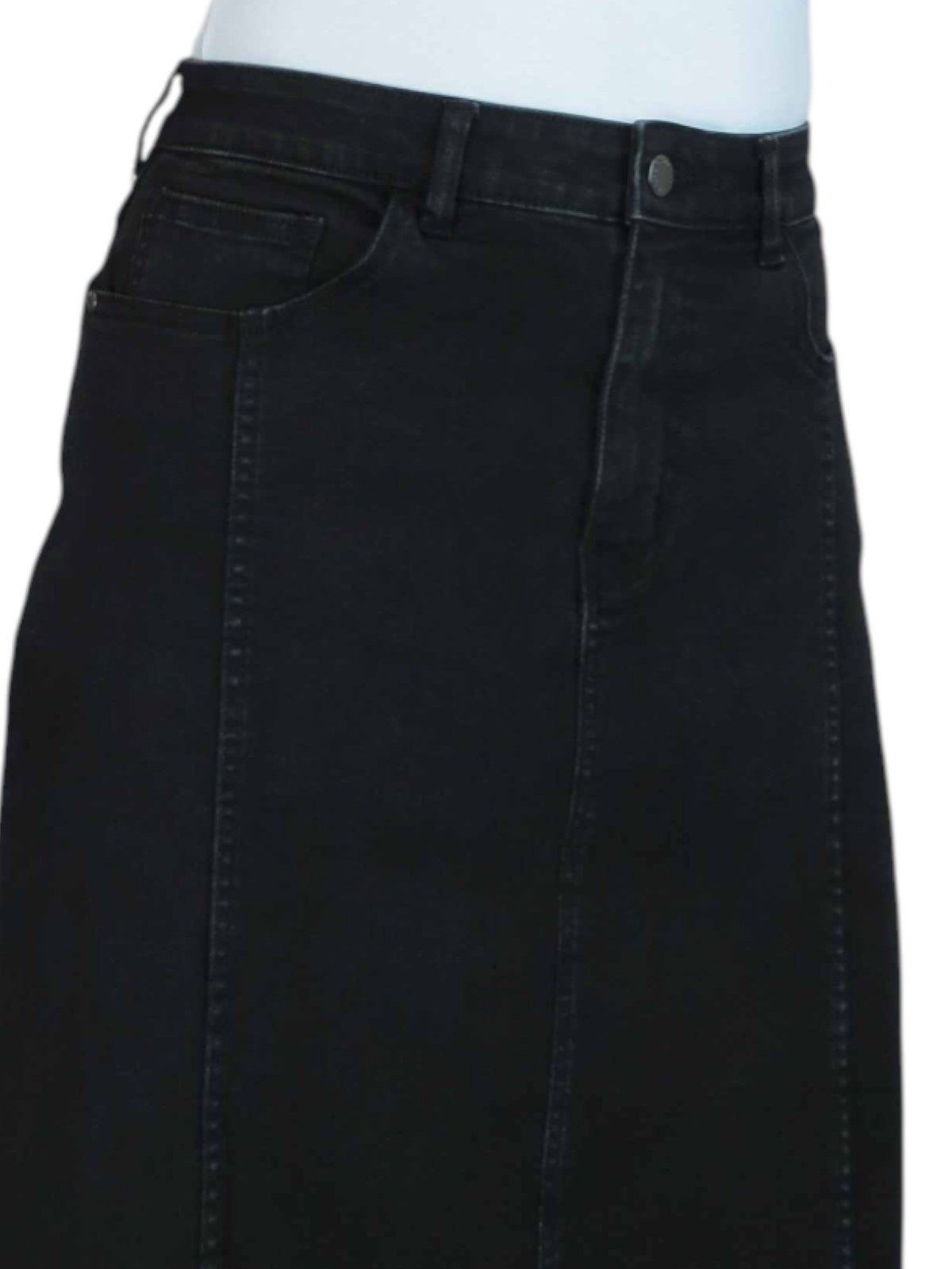 Women's Panelled Denim A Line Skirt Black Soft Wash