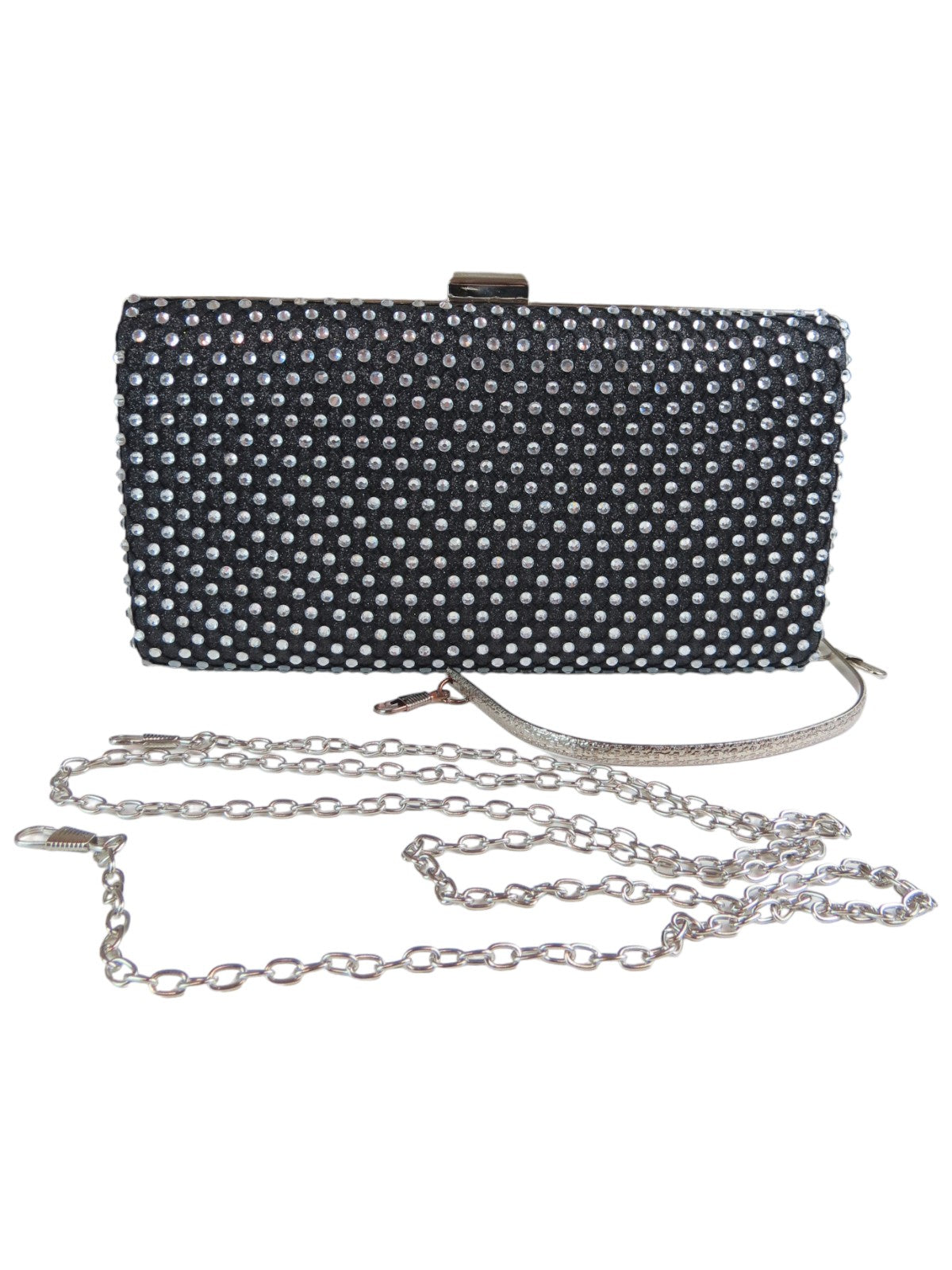 Diamante Lattice Clutch Bag Black