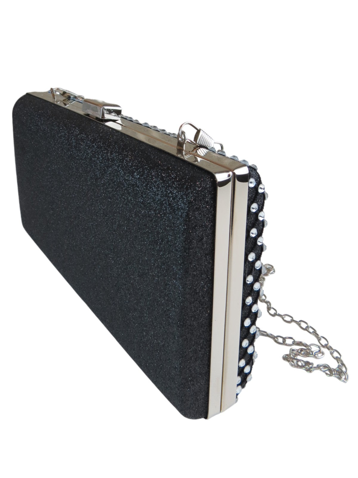 Diamante Lattice Clutch Bag Black