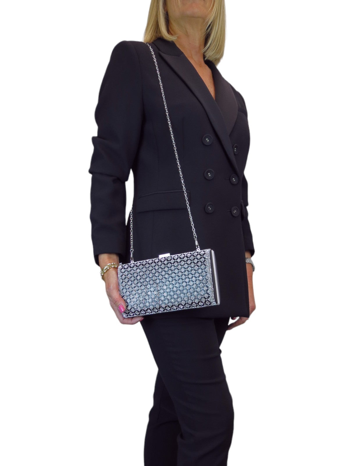 Diamanté Sparkle Clutch Bag Black