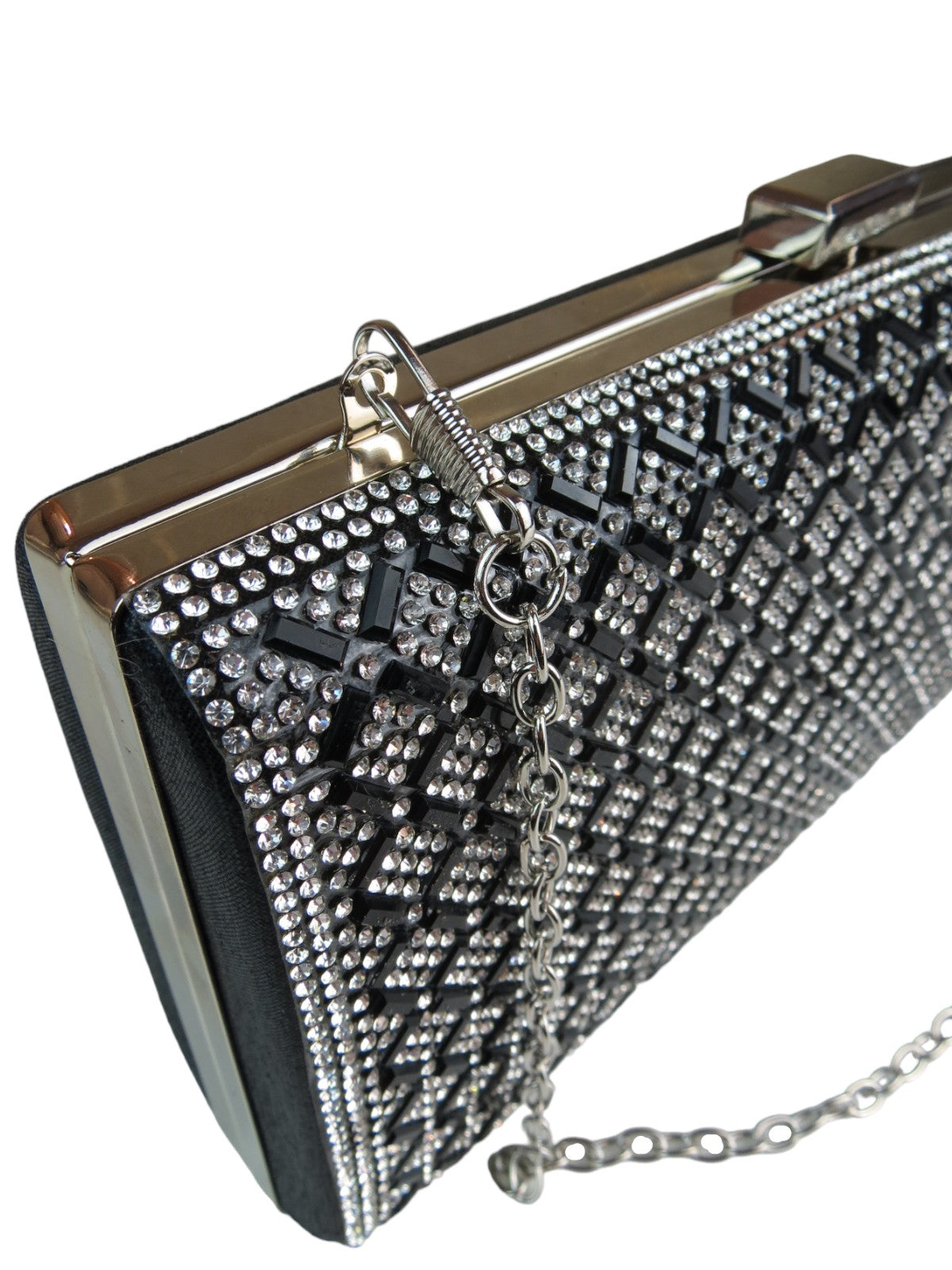 Diamanté Sparkle Clutch Bag Black