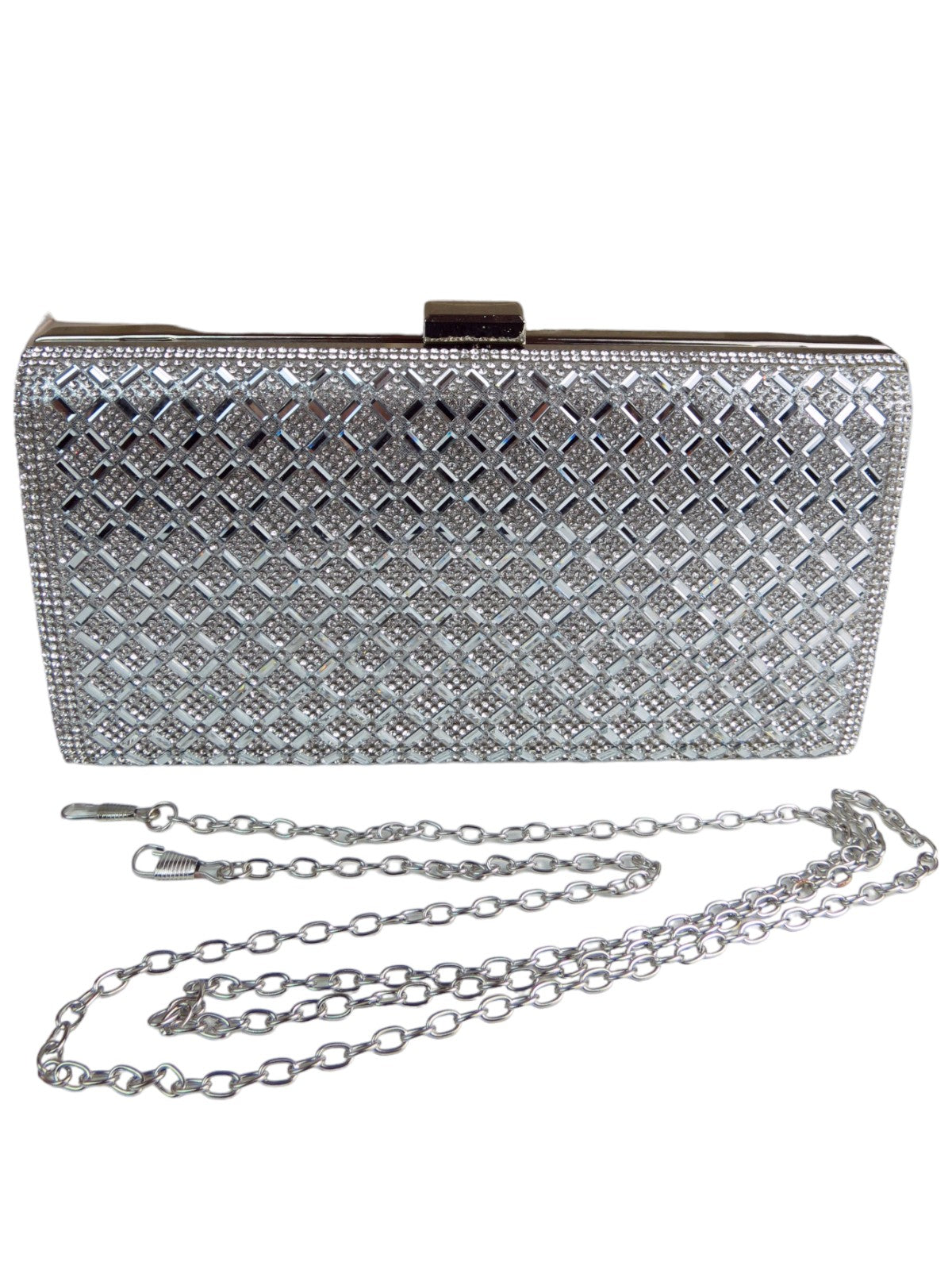 Diamanté Sparkle Clutch Bag Silver