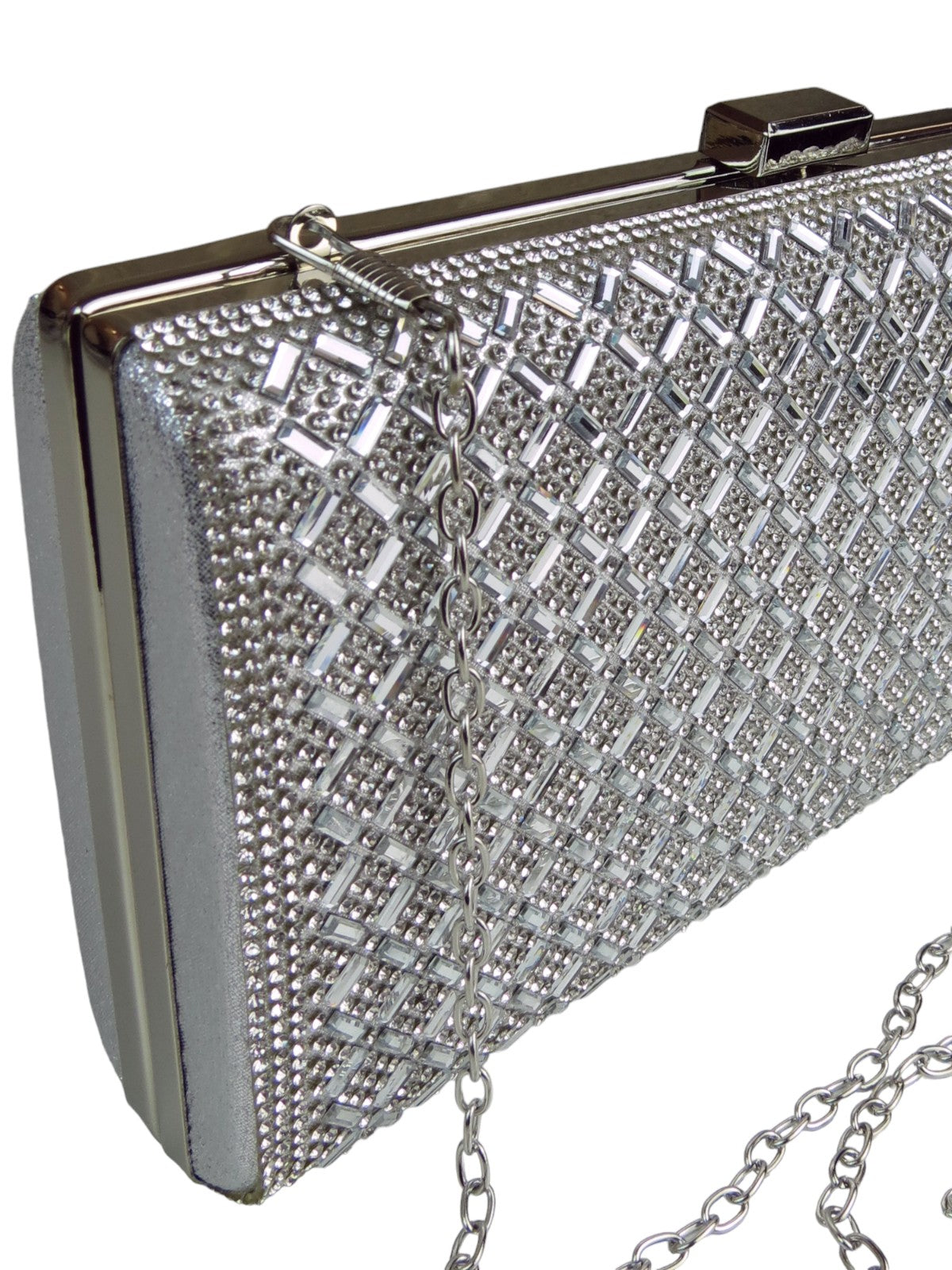 Diamanté Sparkle Clutch Bag Silver