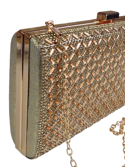Diamanté Sparkle Clutch Bag Gold