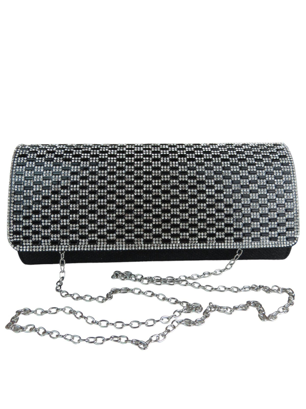 Diamante Tube Clutch Bag Black