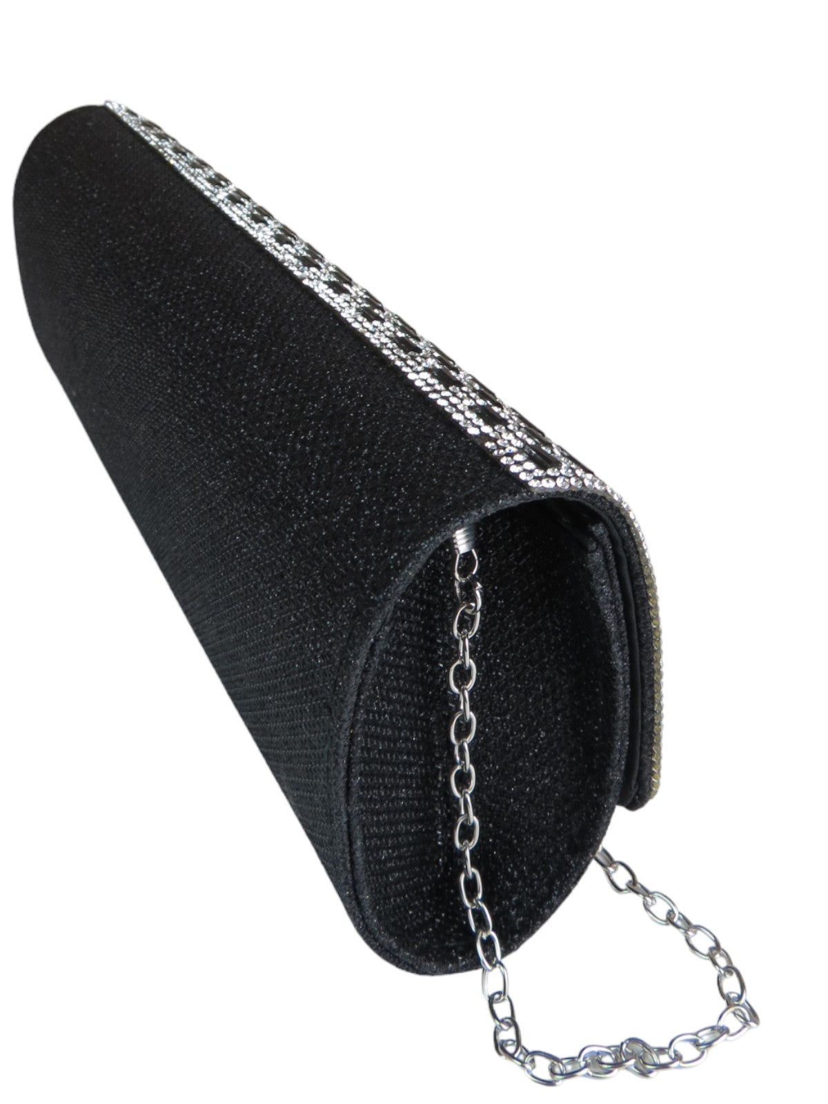 Diamante Tube Clutch Bag Black