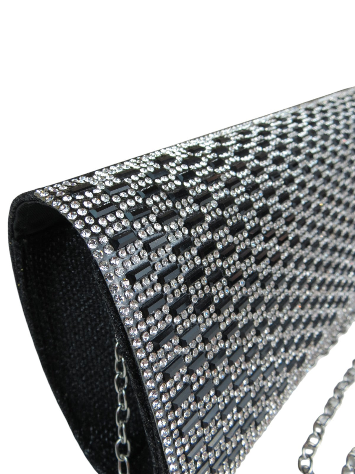 Diamante Tube Clutch Bag Black