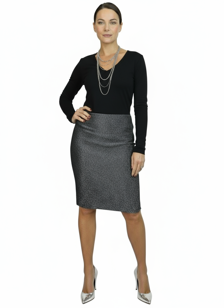 Women's Metallic Knee Length Skirt Silver